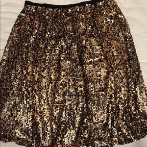 Elegant Gold Sequin A-Line Skirt